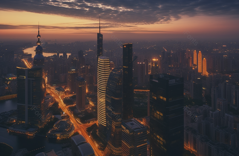 摩天大楼城市建筑黄昏夜景自然景观实拍摄影图,高清,摄影图,摄影图片,图片大全,摄影图免费下载